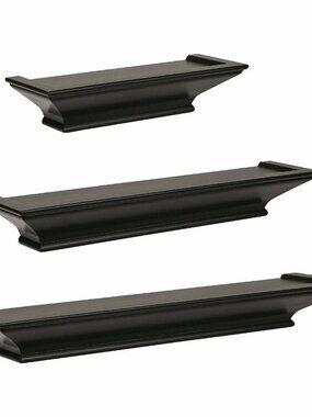 Always Home Encore 3pc Black Floating Wall Shelfs
